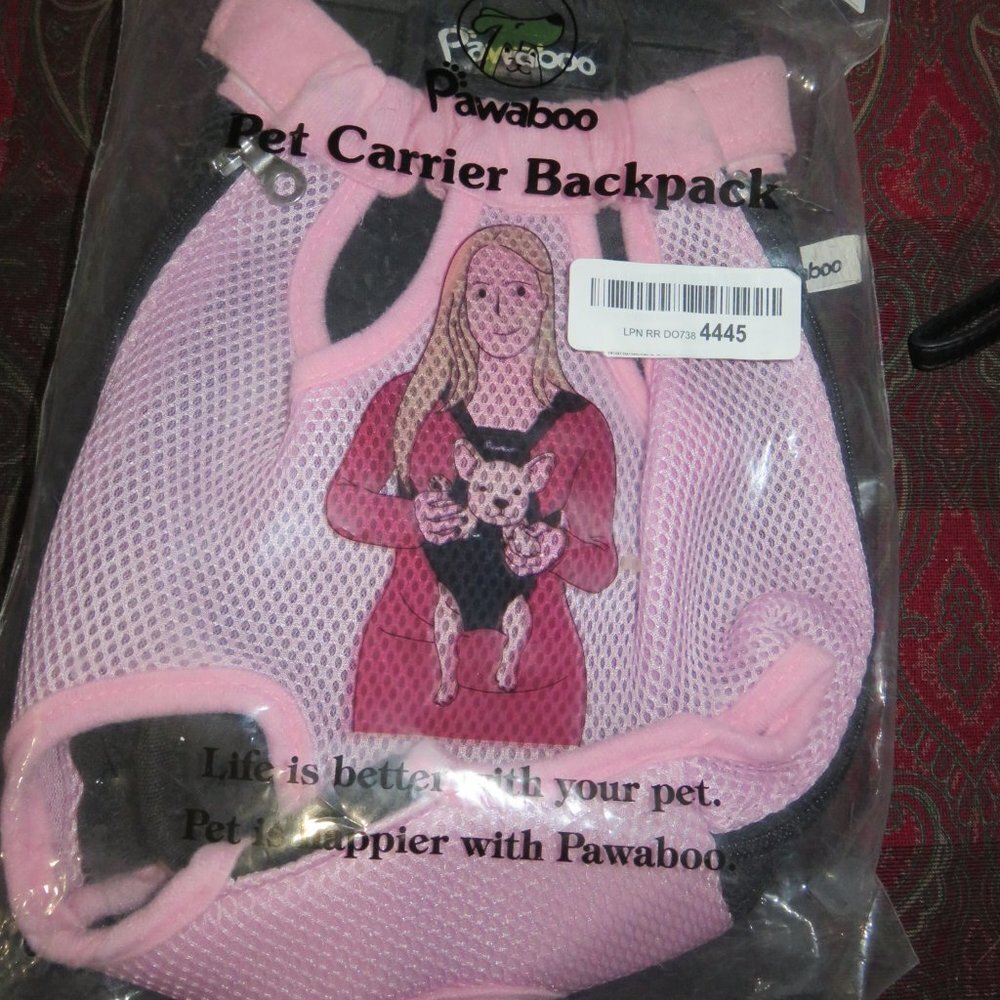 PAWABOO Pink Pet Carrier Backpack Size Small adjustable 5- 9 pounds cat dog